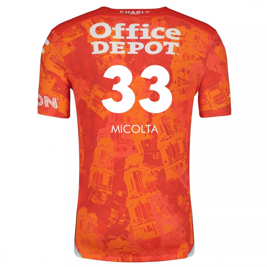 Niño Fútbol Camiseta Andrés Micolta #33 Naranja Blanco 2ª Equipación 2024/25 México