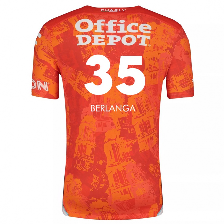 Niño Fútbol Camiseta Jorge Berlanga #35 Naranja Blanco 2ª Equipación 2024/25 México