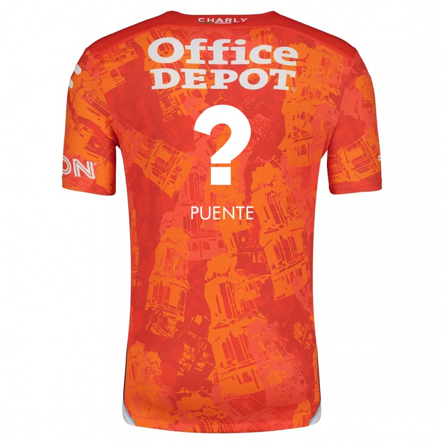 Niño Fútbol Camiseta Luis Puente #0 Naranja Blanco 2ª Equipación 2024/25 México