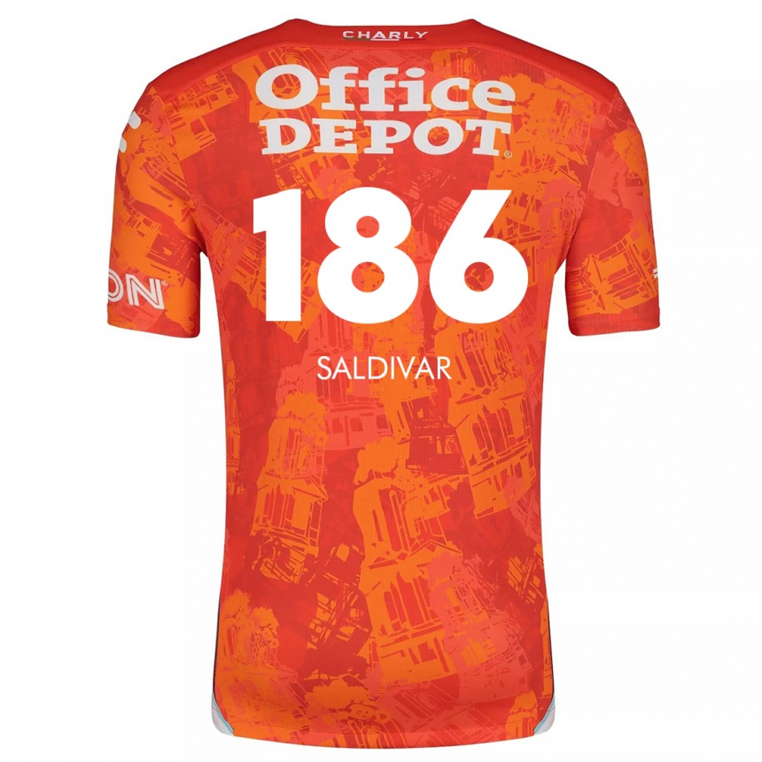 Niño Fútbol Camiseta José Saldívar #186 Naranja Blanco 2ª Equipación 2024/25 México