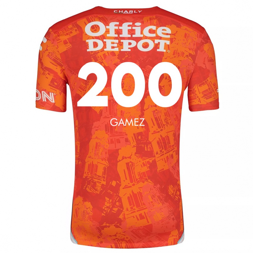 Niño Fútbol Camiseta Sergio Gámez #200 Naranja Blanco 2ª Equipación 2024/25 México