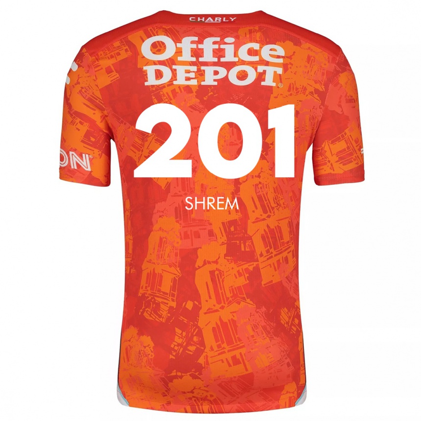 Niño Fútbol Camiseta David Shrem #201 Naranja Blanco 2ª Equipación 2024/25 México