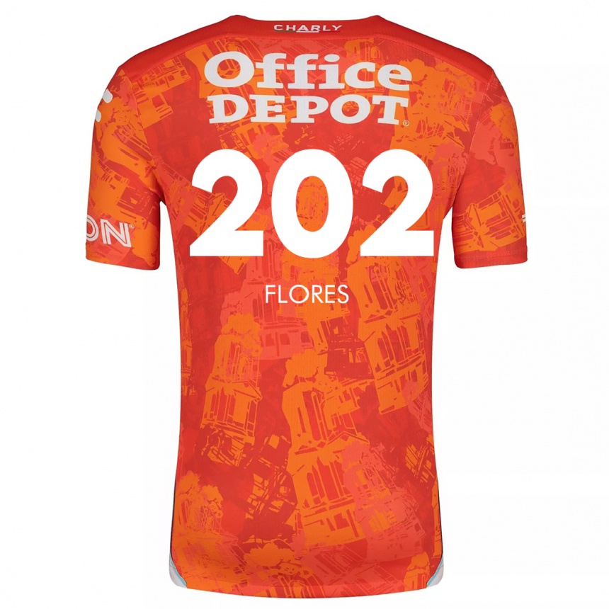 Niño Fútbol Camiseta Luis Flores #202 Naranja Blanco 2ª Equipación 2024/25 México