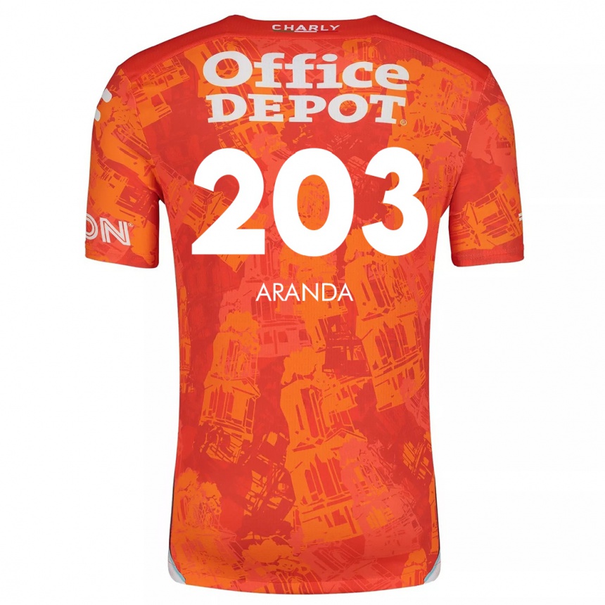 Niño Fútbol Camiseta Juan Aranda #203 Naranja Blanco 2ª Equipación 2024/25 México