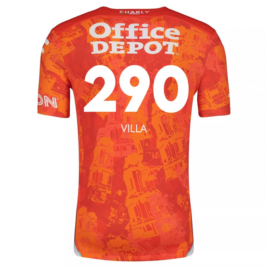 Niño Fútbol Camiseta Adrián Villa #290 Naranja Blanco 2ª Equipación 2024/25 México