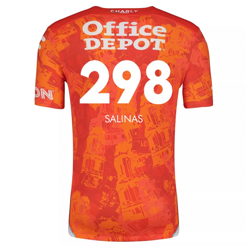 Niño Fútbol Camiseta Jesús Salinas #298 Naranja Blanco 2ª Equipación 2024/25 México