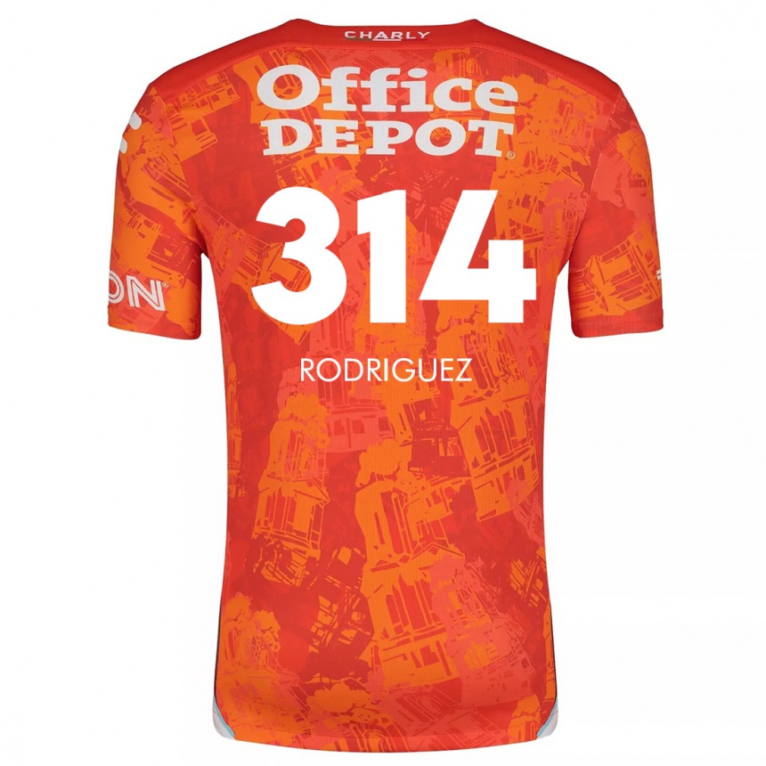 Niño Fútbol Camiseta Alan Rodríguez #314 Naranja Blanco 2ª Equipación 2024/25 México