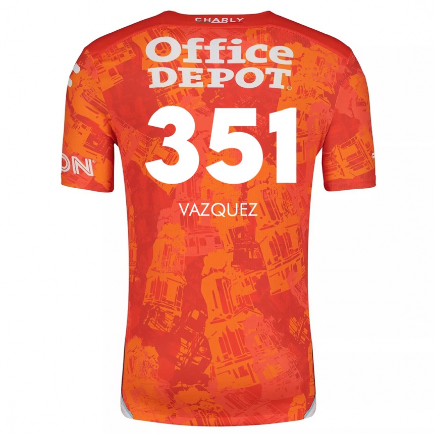 Niño Fútbol Camiseta Maximo Vázquez #351 Naranja Blanco 2ª Equipación 2024/25 México