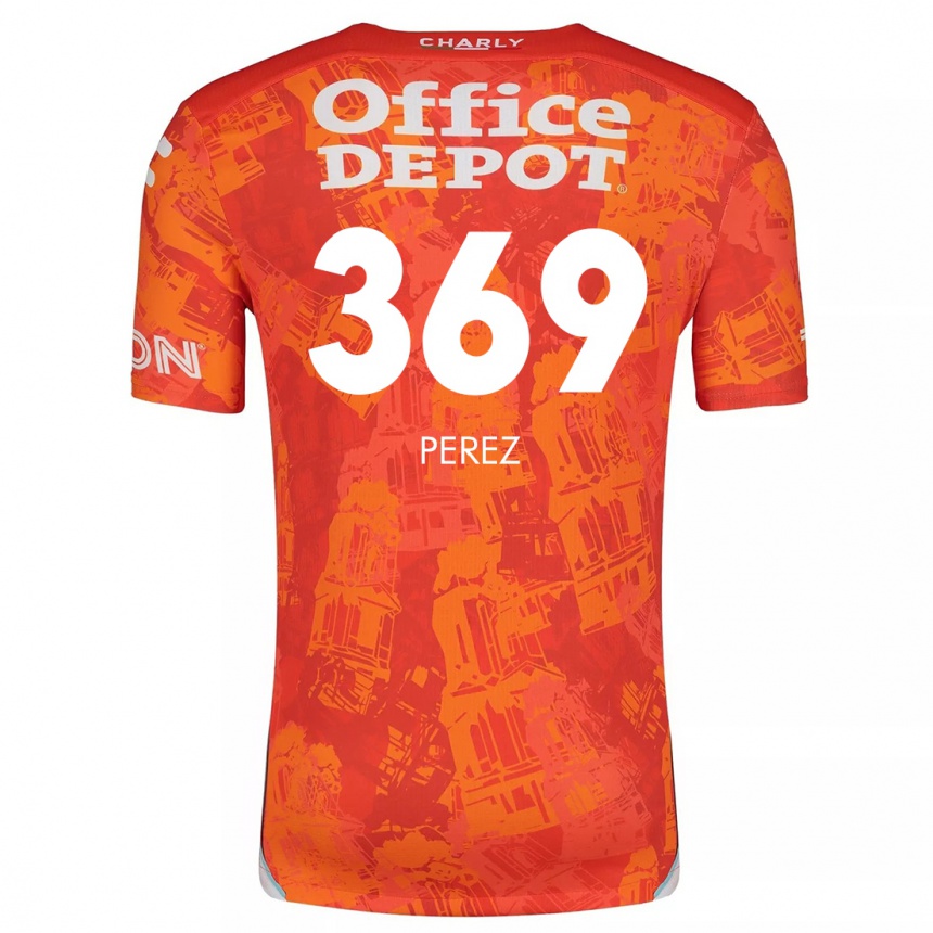 Niño Fútbol Camiseta Santiago Pérez #369 Naranja Blanco 2ª Equipación 2024/25 México