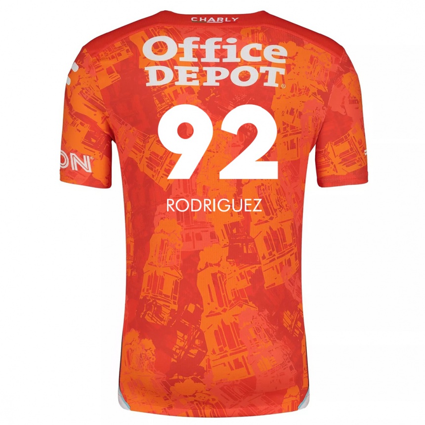 Niño Fútbol Camiseta Sergio Rodríguez #92 Naranja Blanco 2ª Equipación 2024/25 México