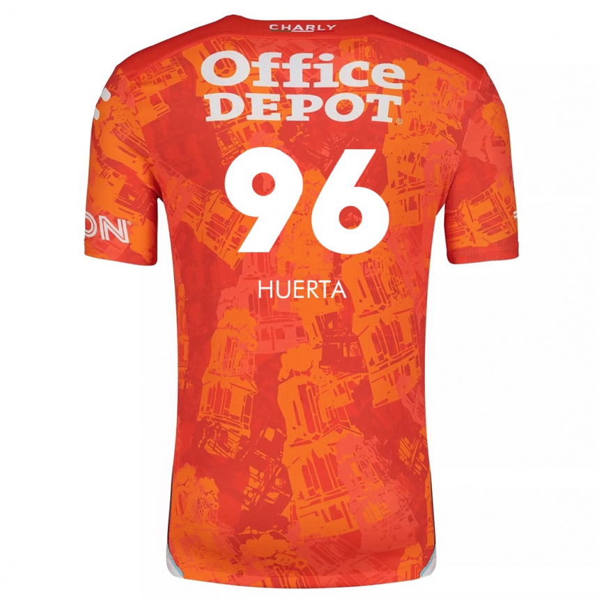 Niño Fútbol Camiseta Edwin Huerta #96 Naranja Blanco 2ª Equipación 2024/25 México