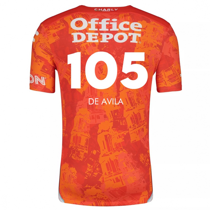 Niño Fútbol Camiseta José De Ávila #105 Naranja Blanco 2ª Equipación 2024/25 México