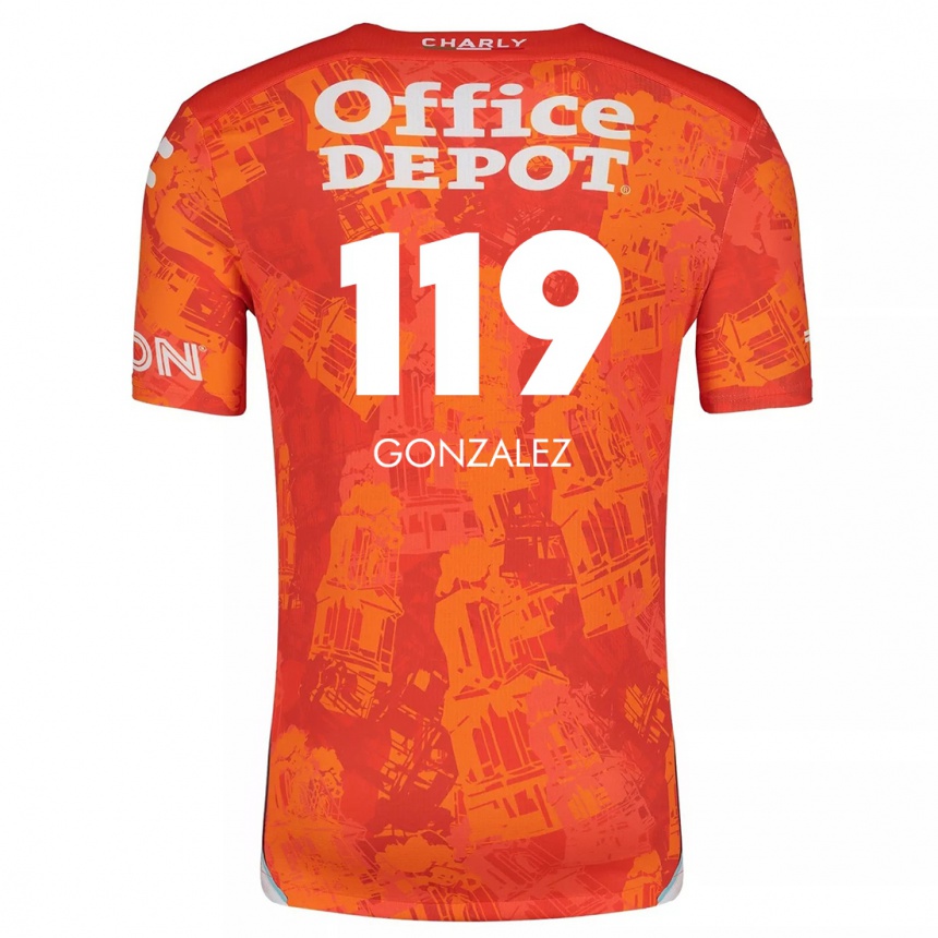 Niño Fútbol Camiseta Juan González #119 Naranja Blanco 2ª Equipación 2024/25 México