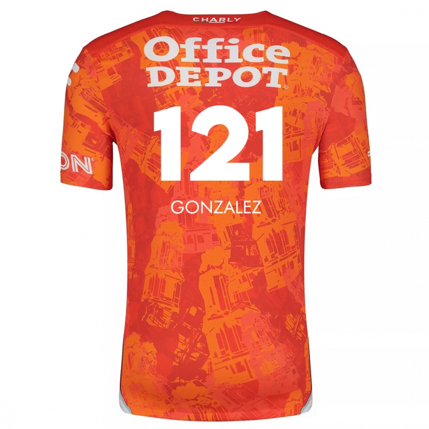 Niño Fútbol Camiseta Cristian González #121 Naranja Blanco 2ª Equipación 2024/25 México