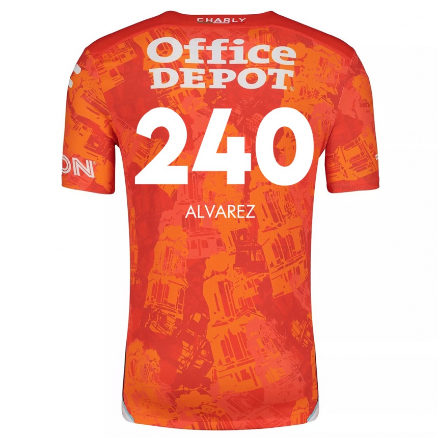 Niño Fútbol Camiseta Gael Álvarez #240 Naranja Blanco 2ª Equipación 2024/25 México