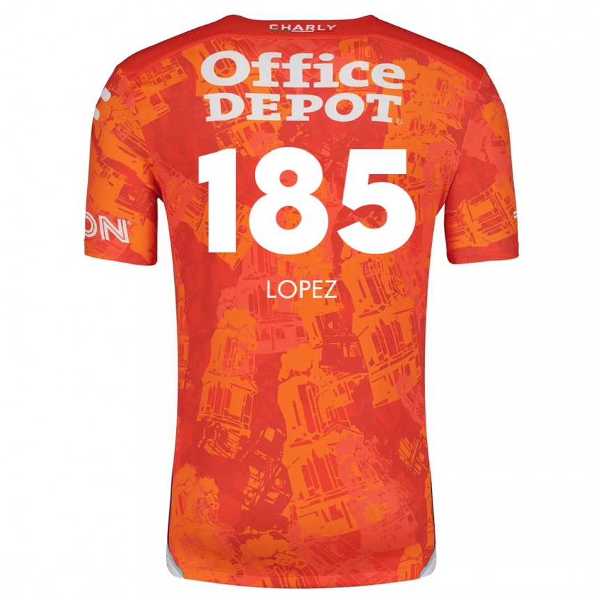 Niño Fútbol Camiseta René López #185 Naranja Blanco 2ª Equipación 2024/25 México