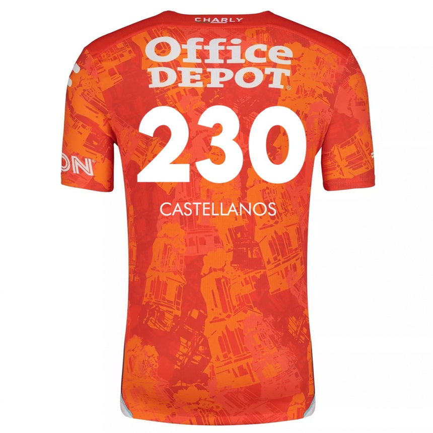 Niño Fútbol Camiseta Edson Castellanos #230 Naranja Blanco 2ª Equipación 2024/25 México