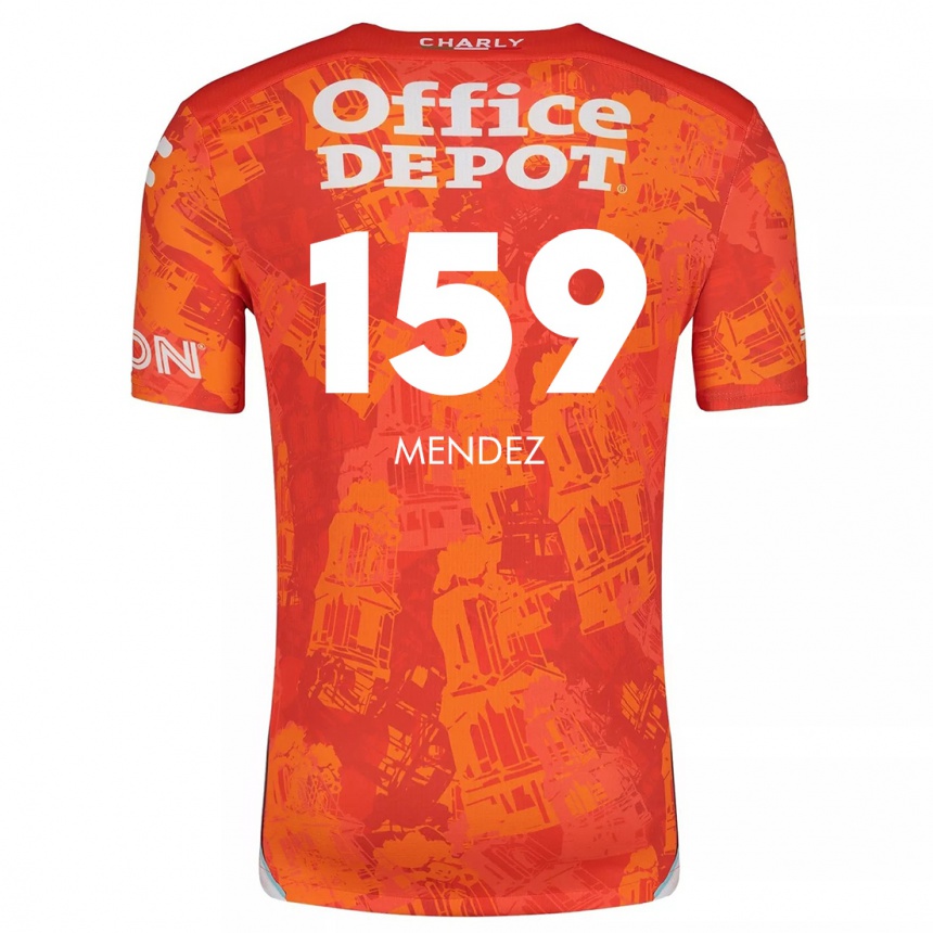 Niño Fútbol Camiseta Daniel Méndez #159 Naranja Blanco 2ª Equipación 2024/25 México