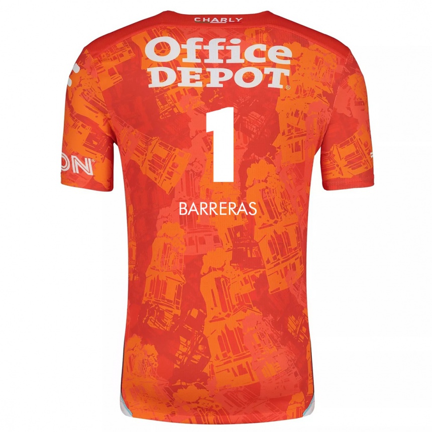 Niño Fútbol Camiseta Esthefanny Barreras #1 Naranja Blanco 2ª Equipación 2024/25 México