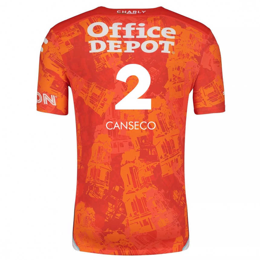 Niño Fútbol Camiseta Fernanda Canseco #2 Naranja Blanco 2ª Equipación 2024/25 México