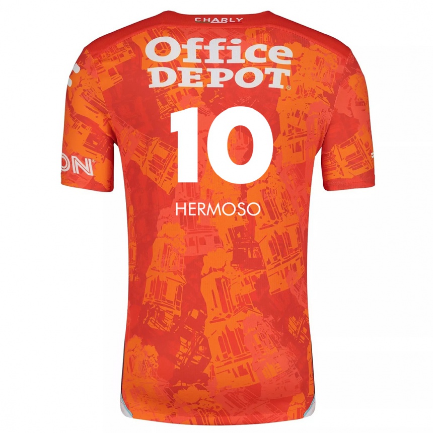 Niño Fútbol Camiseta Jennifer Hermoso #10 Naranja Blanco 2ª Equipación 2024/25 México