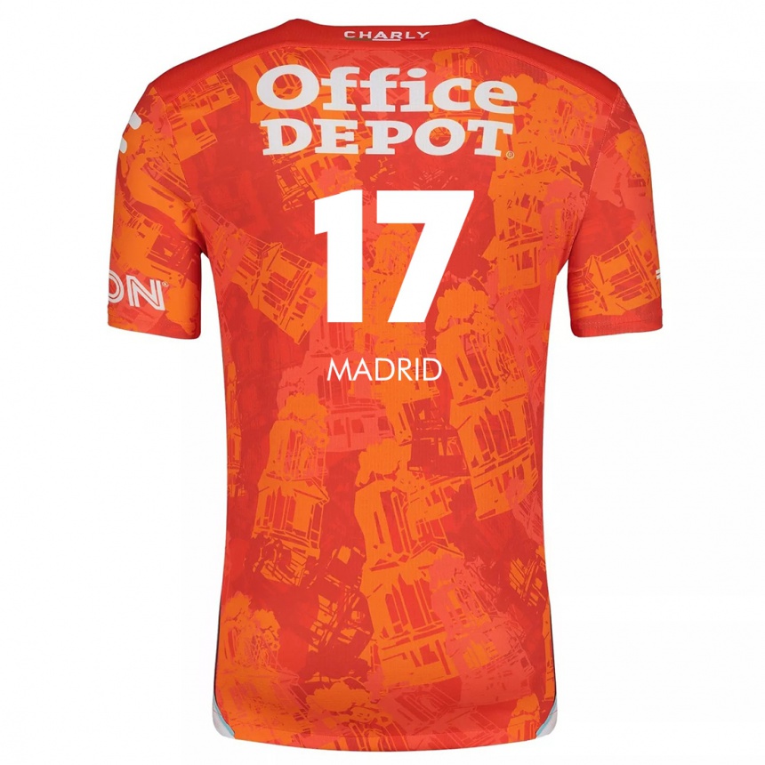 Niño Fútbol Camiseta Yanín Madrid #17 Naranja Blanco 2ª Equipación 2024/25 México