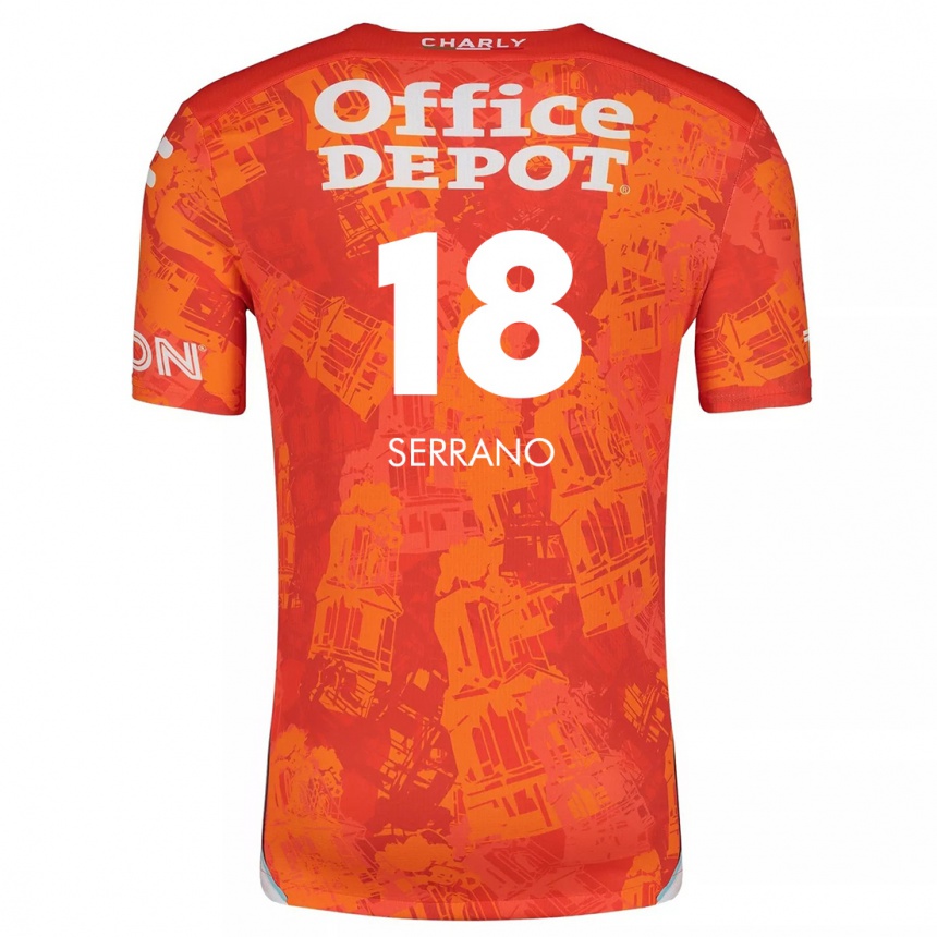 Niño Fútbol Camiseta Blanky Serrano #18 Naranja Blanco 2ª Equipación 2024/25 México