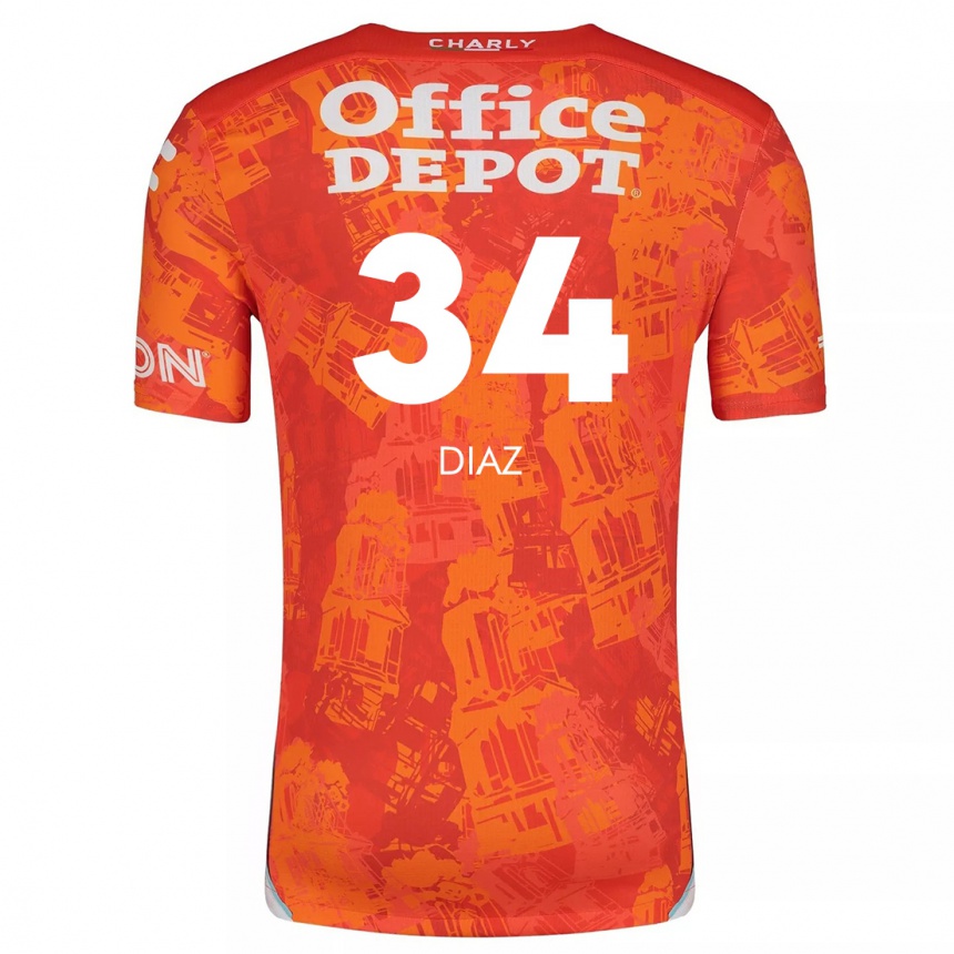 Niño Fútbol Camiseta Karen Díaz #34 Naranja Blanco 2ª Equipación 2024/25 México