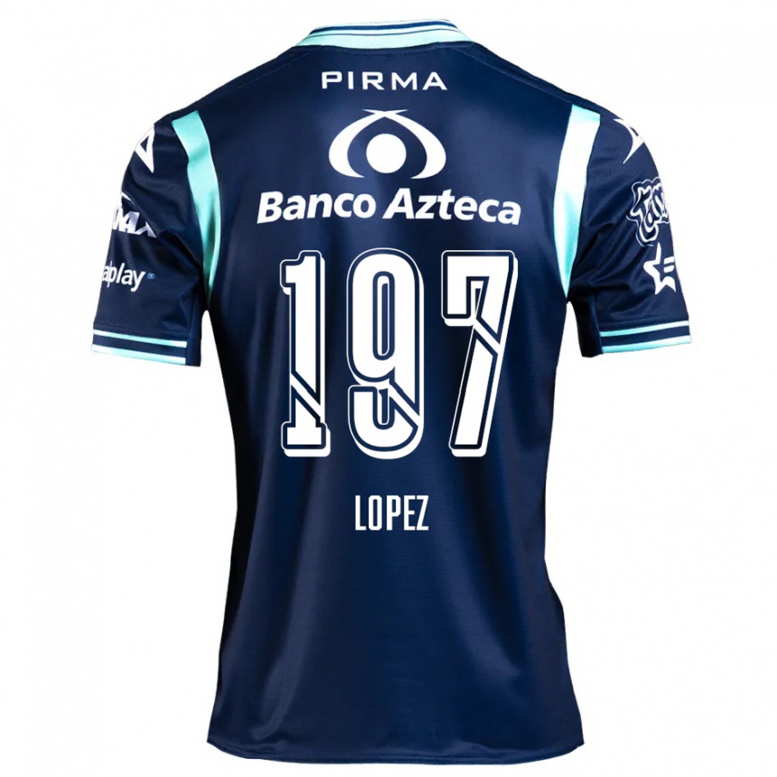 Niño Fútbol Camiseta Sebastián López #197 Azul Marino 2ª Equipación 2024/25 México