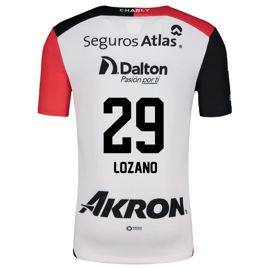 Niño Fútbol Camiseta Brian Lozano #29 Blanco Rojo Negro 2ª Equipación 2024/25 México