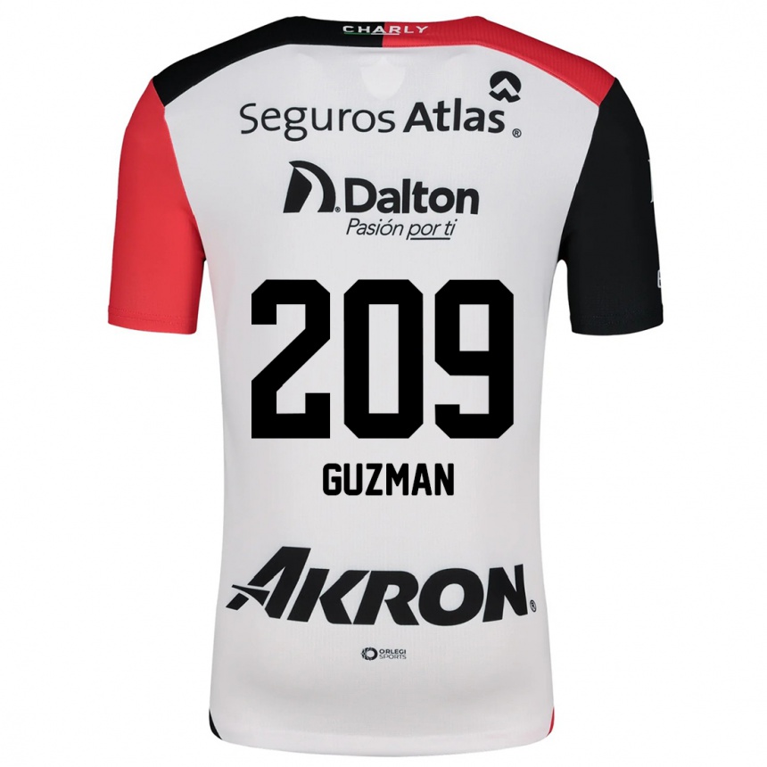 Niño Fútbol Camiseta Jorge Guzmán #209 Blanco Rojo Negro 2ª Equipación 2024/25 México