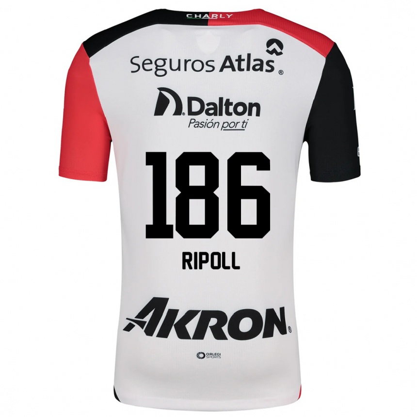 Niño Fútbol Camiseta Alonso Ripoll #186 Blanco Rojo Negro 2ª Equipación 2024/25 México