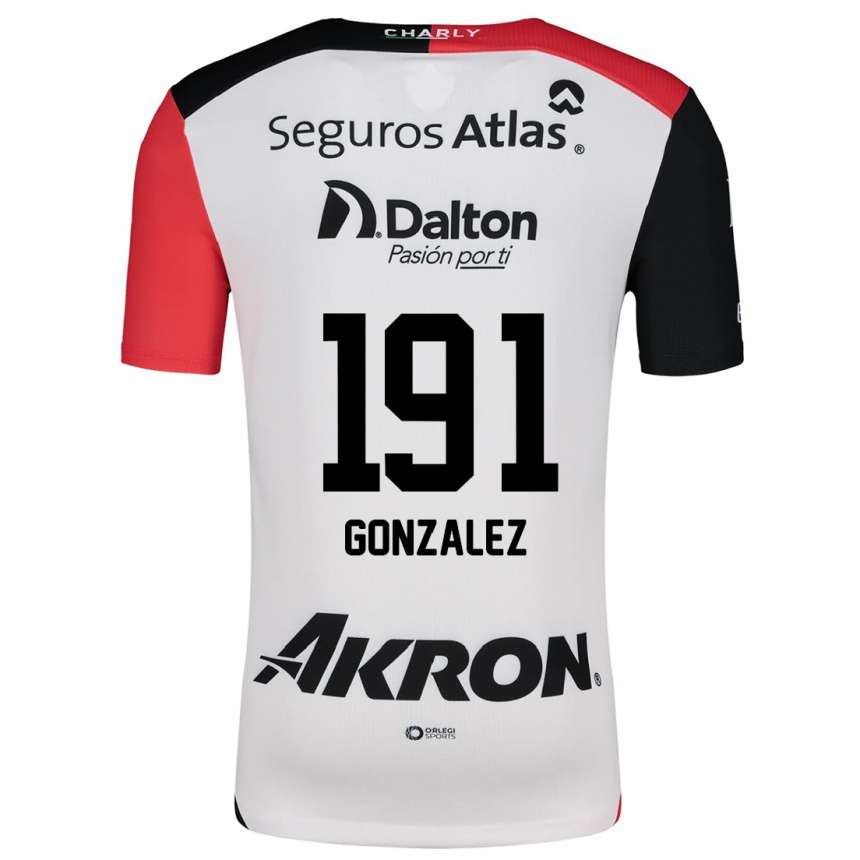 Niño Fútbol Camiseta Juan González #191 Blanco Rojo Negro 2ª Equipación 2024/25 México