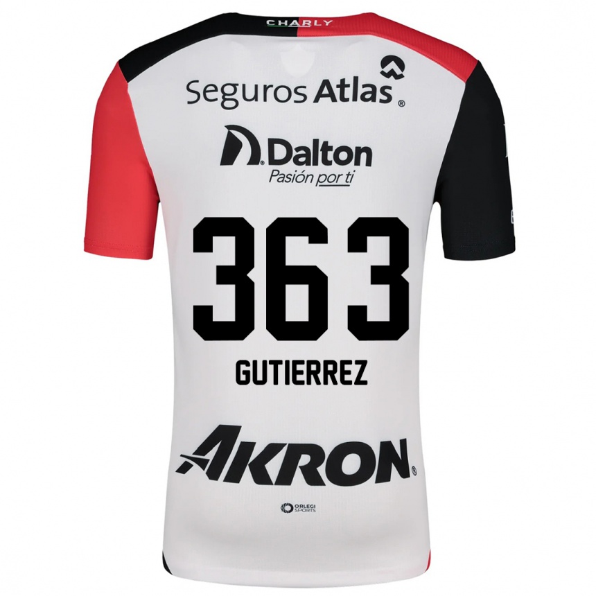 Niño Fútbol Camiseta Orlando Gutiérrez #363 Blanco Rojo Negro 2ª Equipación 2024/25 México