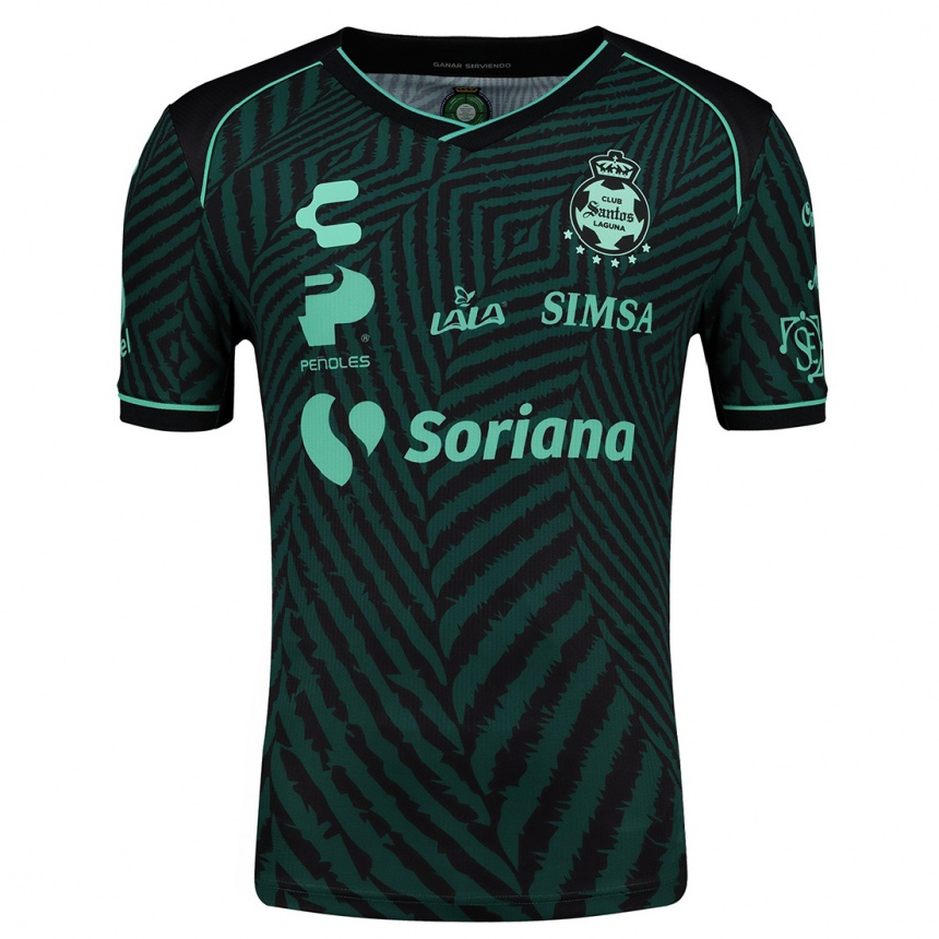 Niño Fútbol Camiseta Su Nombre #0 Verde Negro 2ª Equipación 2024/25 México