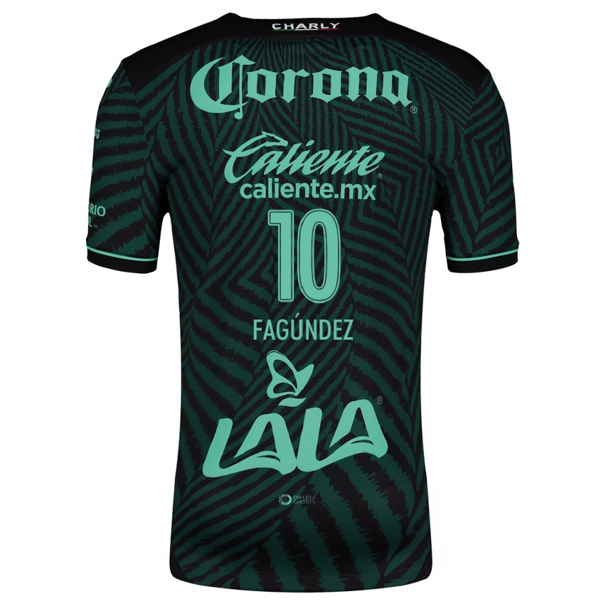 Niño Fútbol Camiseta Franco Fagúndez #10 Verde Negro 2ª Equipación 2024/25 México