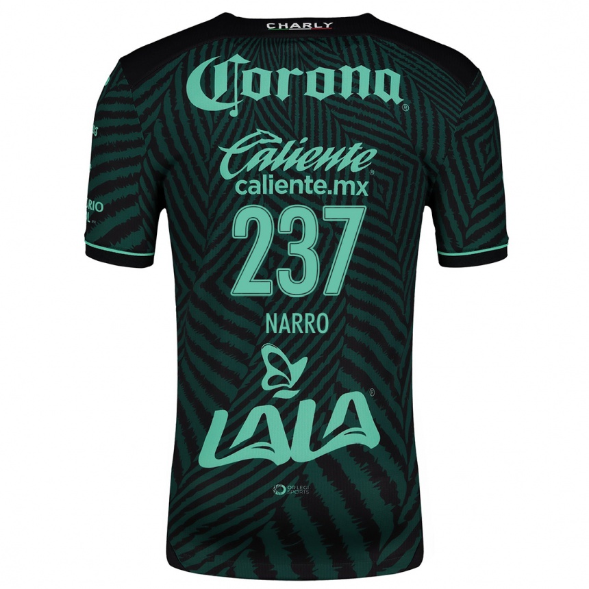 Niño Fútbol Camiseta Ernesto Narro #237 Verde Negro 2ª Equipación 2024/25 México