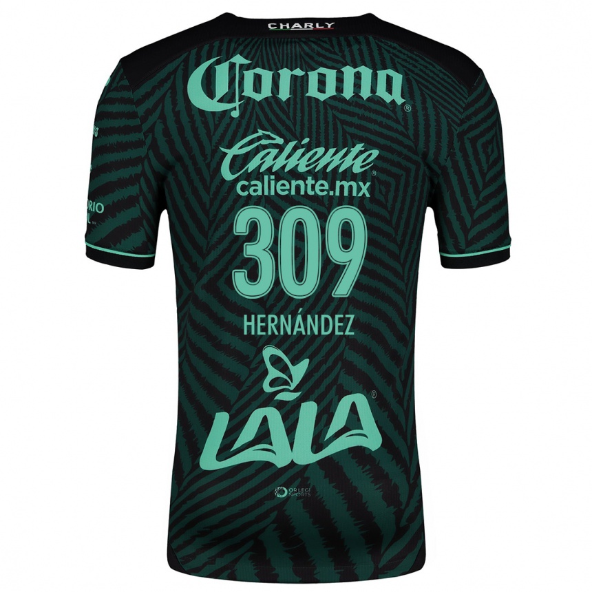 Niño Fútbol Camiseta Julio Hernández #309 Verde Negro 2ª Equipación 2024/25 México