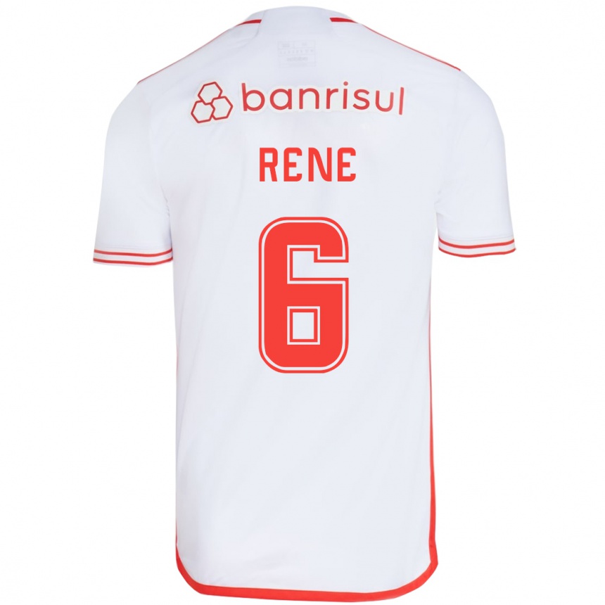 Niño Fútbol Camiseta Renê #6 Blanco Rojo 2ª Equipación 2024/25 México