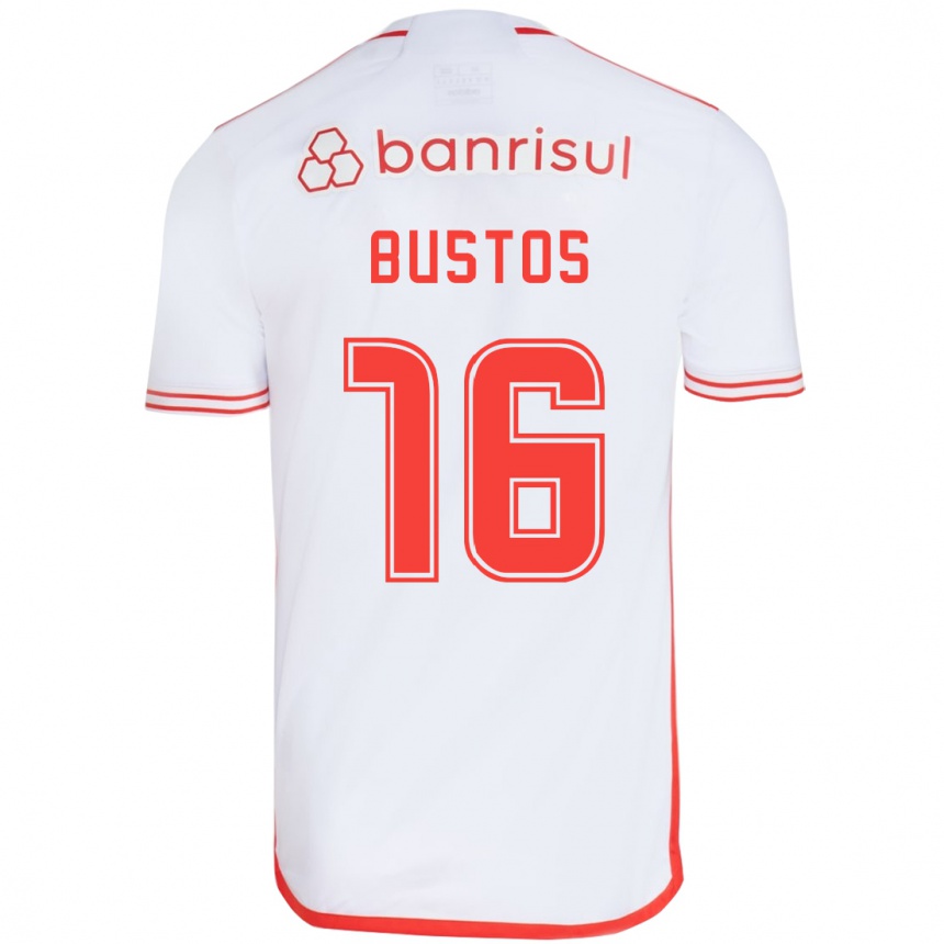 Niño Fútbol Camiseta Fabricio Bustos #16 Blanco Rojo 2ª Equipación 2024/25 México