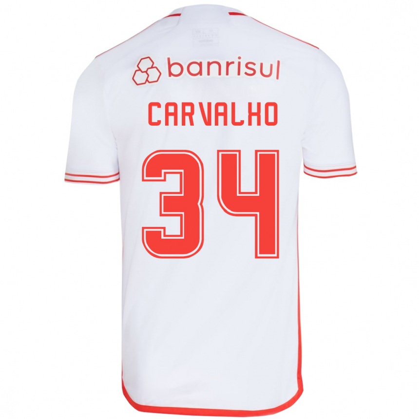 Niño Fútbol Camiseta Gabriel Carvalho #34 Blanco Rojo 2ª Equipación 2024/25 México