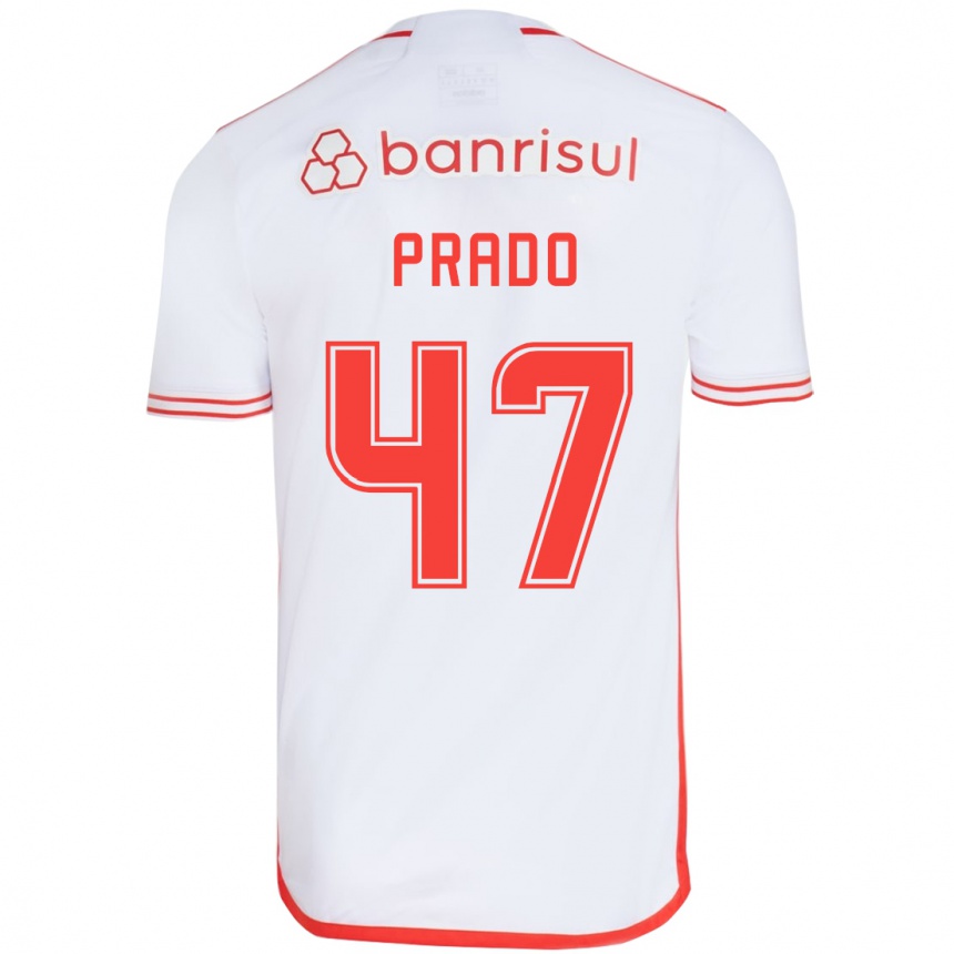 Niño Fútbol Camiseta Gustavo Prado #47 Blanco Rojo 2ª Equipación 2024/25 México