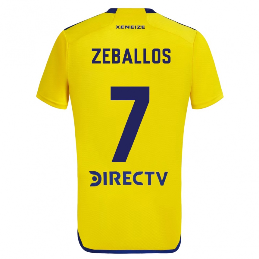 Niño Fútbol Camiseta Exequiel Zeballos #7 Amarillo Azul 2ª Equipación 2024/25 México