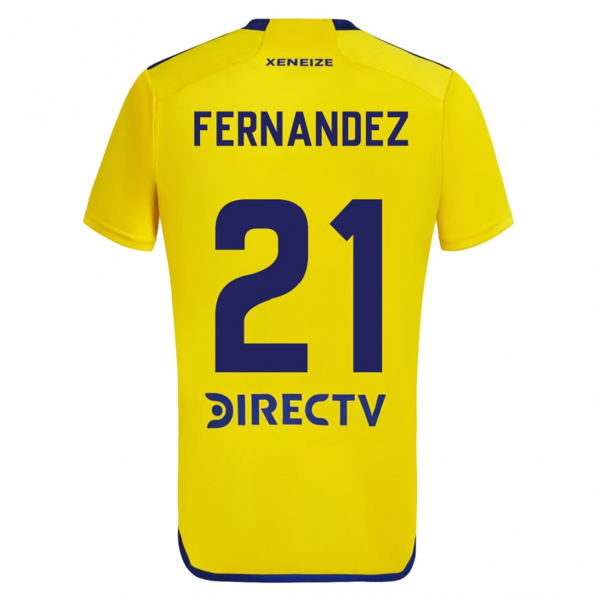 Niño Fútbol Camiseta Ezequiel Fernández #21 Amarillo Azul 2ª Equipación 2024/25 México