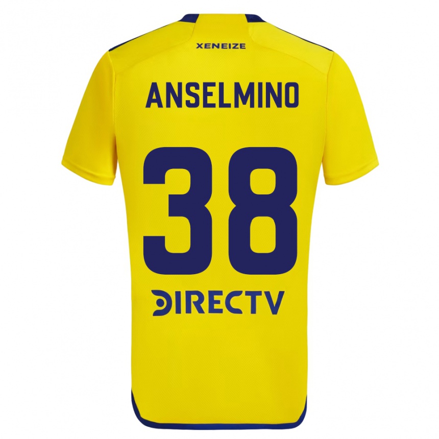 Niño Fútbol Camiseta Aarón Anselmino #38 Amarillo Azul 2ª Equipación 2024/25 México