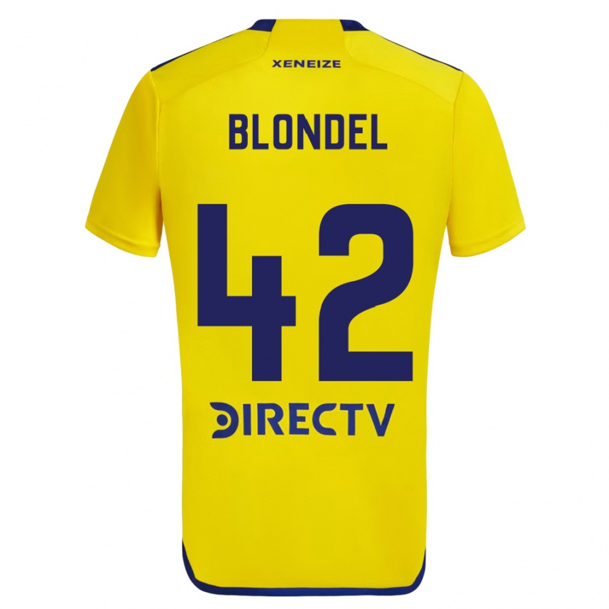 Niño Fútbol Camiseta Lucas Blondel #42 Amarillo Azul 2ª Equipación 2024/25 México