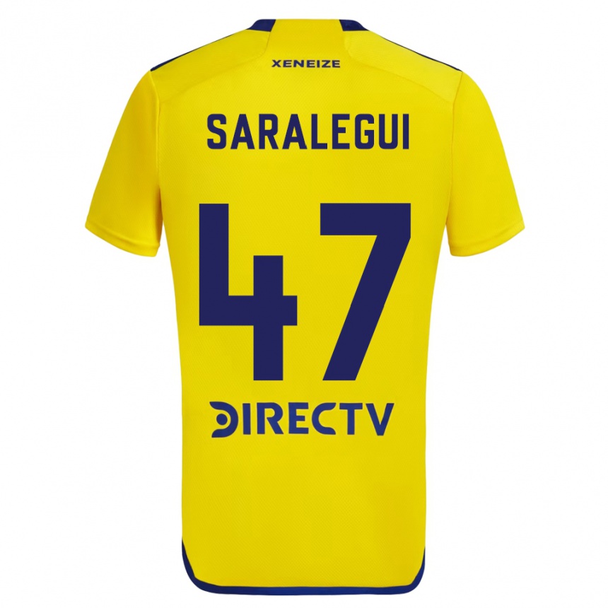 Niño Fútbol Camiseta Jabes Saralegui #47 Amarillo Azul 2ª Equipación 2024/25 México