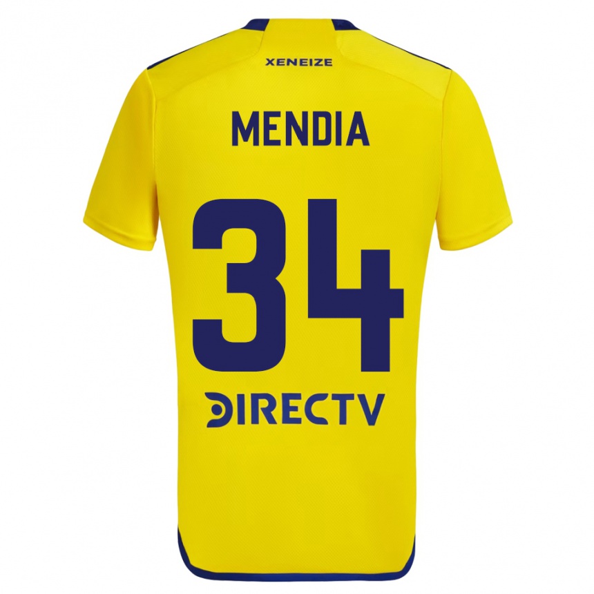 Niño Fútbol Camiseta Mateo Mendia #34 Amarillo Azul 2ª Equipación 2024/25 México