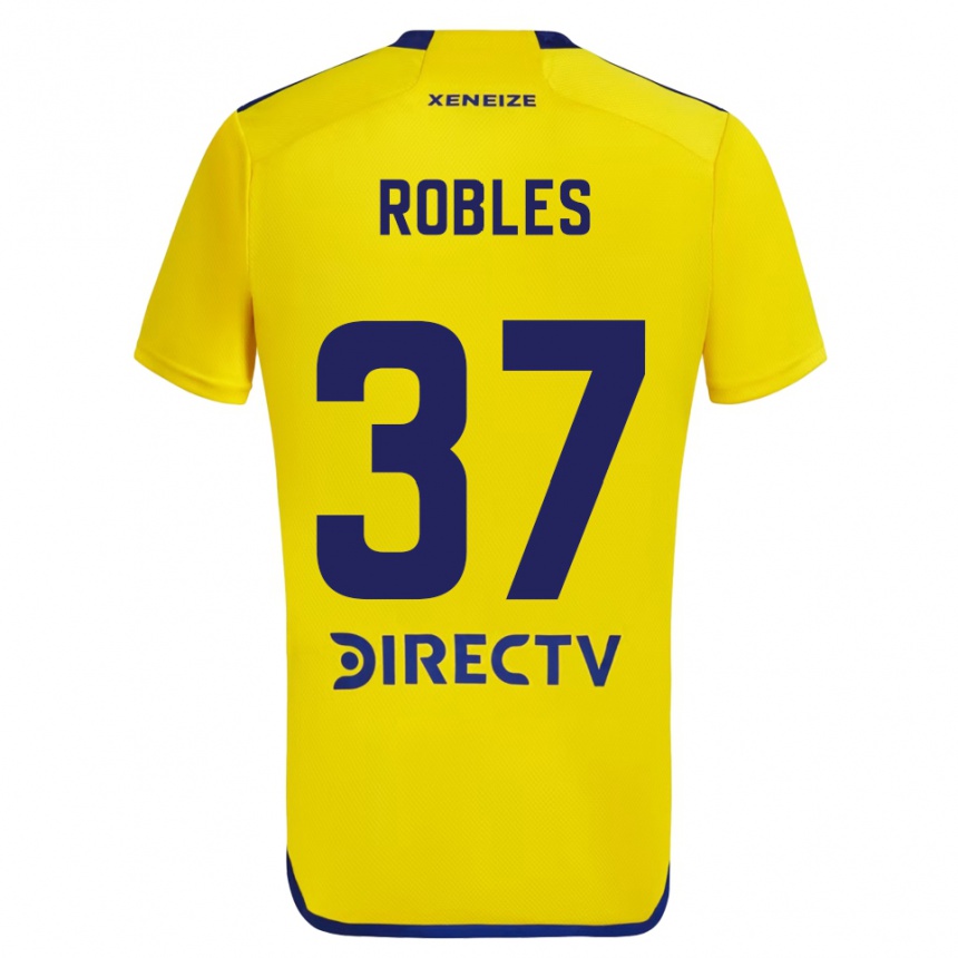 Niño Fútbol Camiseta Sebastián Díaz Robles #37 Amarillo Azul 2ª Equipación 2024/25 México