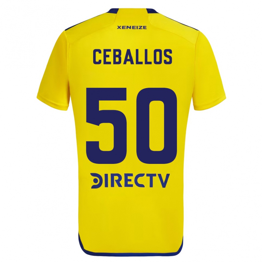 Niño Fútbol Camiseta Julián Ceballos #50 Amarillo Azul 2ª Equipación 2024/25 México